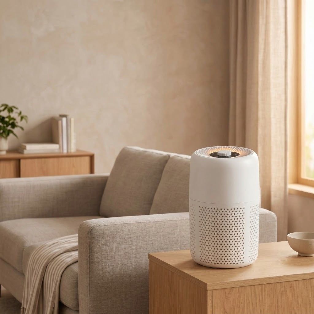 Von Air Purifier Mini on a side table next to a sofa