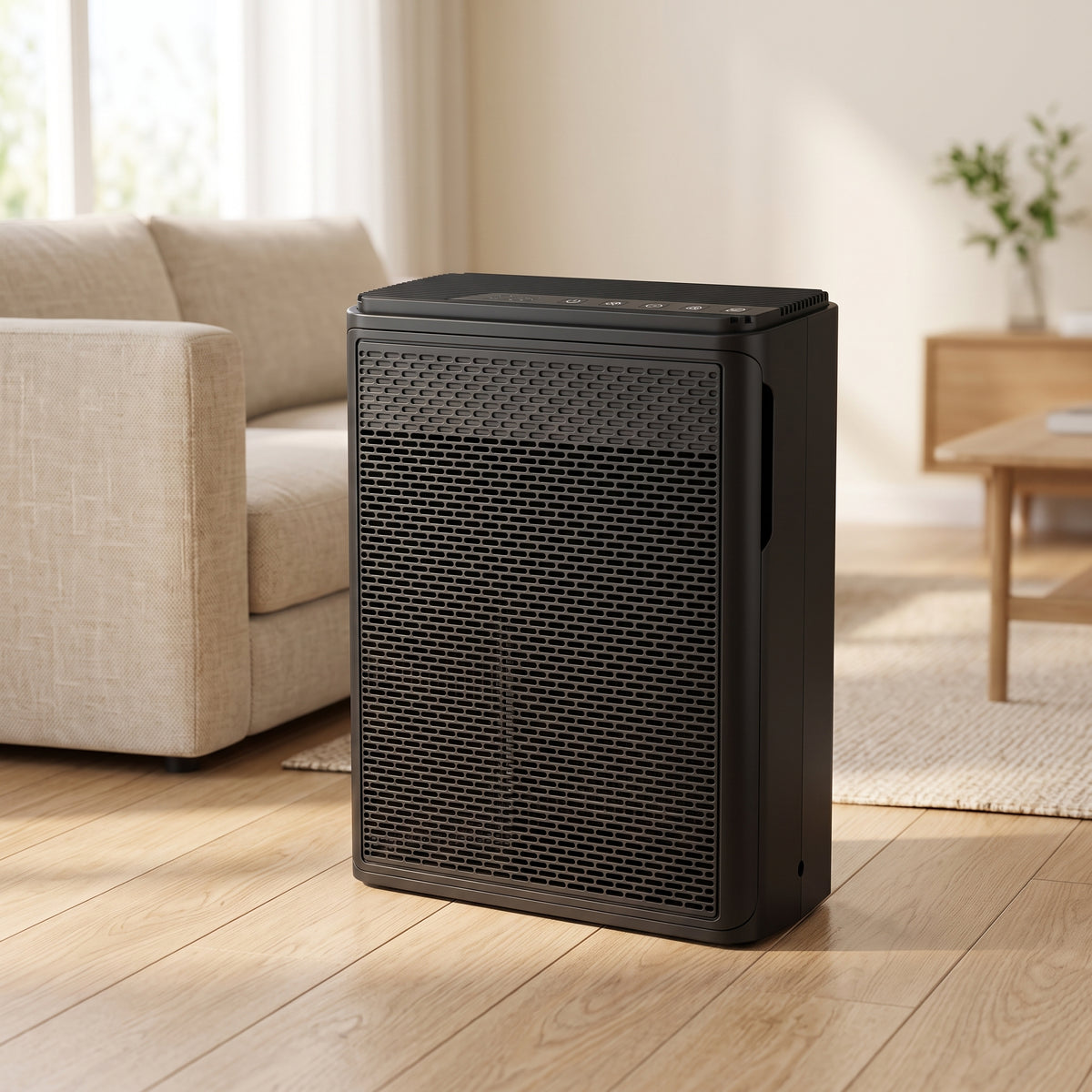 Von Air Purifier Max (Black) in a bright living room
