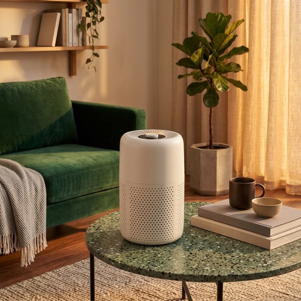 Von Air Purifier Mini on a coffee table in a living room