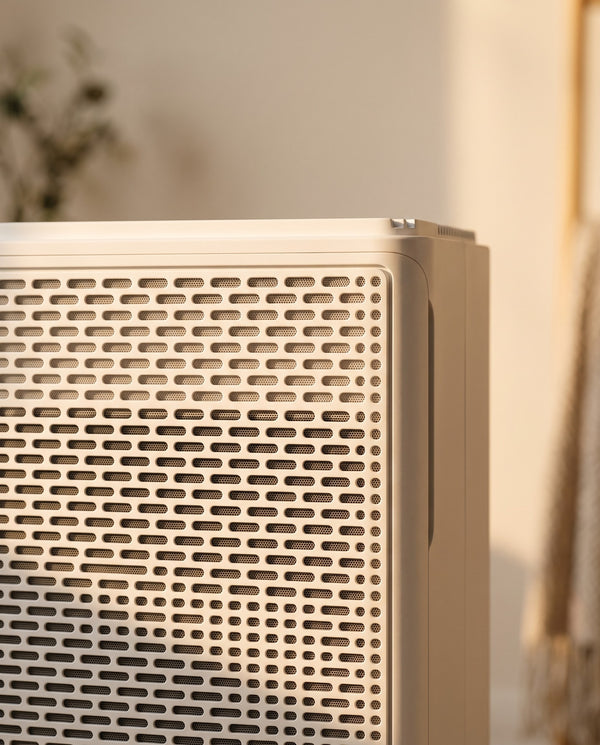 Close-up of the white perforated mesh front